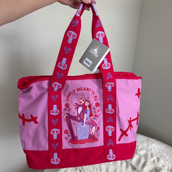 NWT Disney Nightmare Before Christmas Jack Skellington & Sally Valentine Tote - Picture 1 of 7